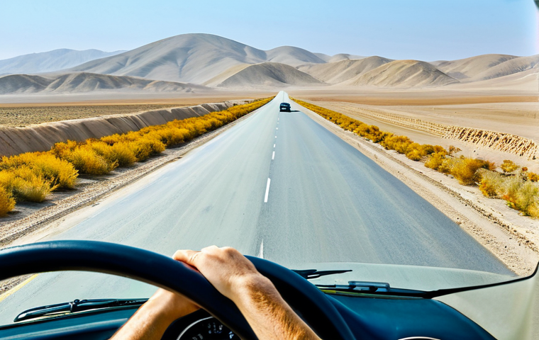 투르크메니스탄 교통 수단 - Turkmen Railway Scene**

"Interior of a train carriage traveling through the Turkmen desert, fully c...