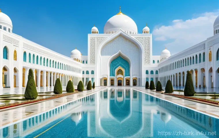 투르크메니스탄 건축 스타일 - Here are three detailed image generation prompts in English, inspired by Ashgabat, the "White Marble...