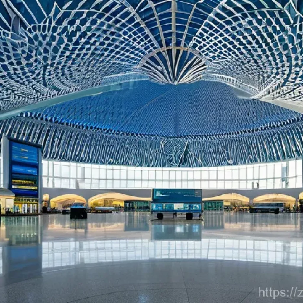 투르크메니스탄 항공편 정보 - **Ashgabat International Airport: Modern Arrival**
A wide-angle interior shot of the main termin...