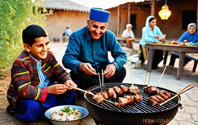 투르크메니스탄의 명절 요리 - Grand Turkmen Plov Feast**
A vibrant, bustling Turkmenistani festival scene centered around a massiv... 투르크메니스탄의 명절 요리 - Grand Turkmen Plov Feast**
A vibrant, bustling Turkmenistani festival scene centered around a massiv...