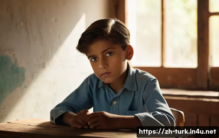 투르크메니스탄 대통령 사파르무라트 니야조프 - **Prompt 1: A Pensive Young Leader's Origins**
    A young boy, around 8-10 years old, with a seriou...